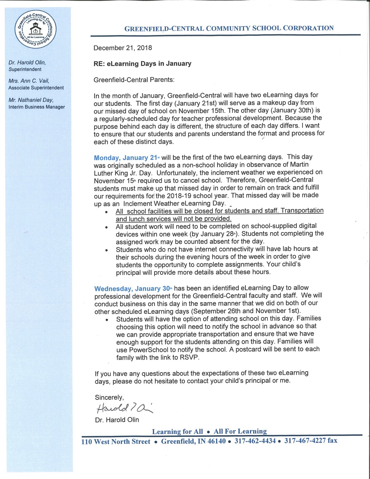 eLearning Day Guidance for January – Weston Elementary School