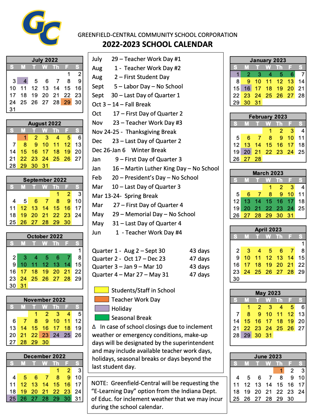 calendars-weston-elementary-school